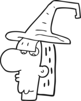 black and white cartoon witch head png