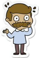 sticker of a cartoon man with mustache shocked png