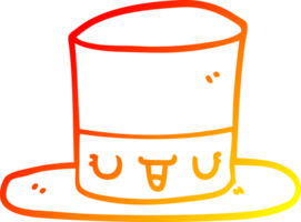 chapeau haut de forme de dessin animé de ligne de gradient chaud png