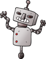 dessin animé doodle robot sur roue png