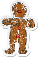 distressed sticker cartoon doodle of a gingerbread man png