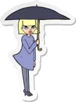 Aufkleber einer Cartoon-Frau mit Regenschirm png