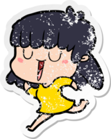 distressed sticker of a cartoon woman png