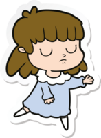 sticker of a cartoon indifferent woman png