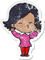 distressed sticker of a cartoon woman png