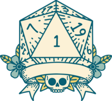 natural one d20 dice roll illustration png