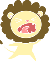 león de dibujos animados de estilo de color plano png