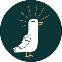 icon of tattoo style seagull bird png