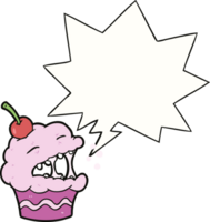 grappige cartoon cupcake en tekstballon png