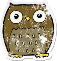 distressed sticker of a cartoon owl png