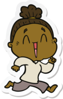 sticker of a cartoon happy old lady png