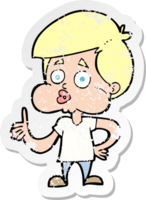 retro distressed sticker of a cartoon boy giving thumbs up png