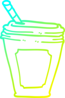 ligne de gradient froid dessinant une tasse de café de dessin animé avec de la paille png