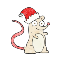 textured cartoon mouse wearing christmas hat png