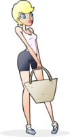 cartoon attractive woman shopping png