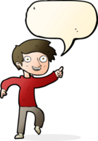 cartoon happy boy pointing with speech bubble png