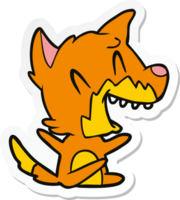 sticker of a laughing fox cartoon png