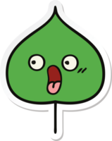 sticker of a cute cartoon expressional leaf png