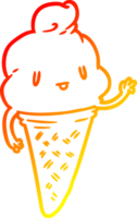 warm gradient line drawing cute ice cream png
