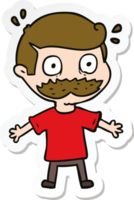 sticker of a cartoon man with mustache shocked png