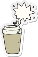 Cartoon-Kaffeetasse und Sprechblasenaufkleber png
