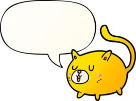 cartoon happy cat and speech bubble in smooth gradient style png