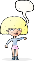 dessin animé femme béat faisant un geste dédaigneux avec bulle de dialogue png