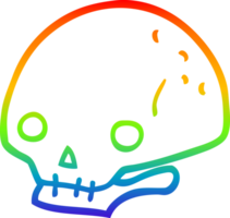 rainbow gradient line drawing cartoon spooky skull png