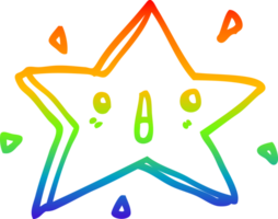 rainbow gradient line drawing cute cartoon star png