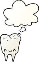 cartoon tooth and thought bubble in smooth gradient style png