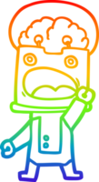 rainbow gradient line drawing cartoon robot png