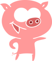 vrolijk varken egale kleur stijl cartoon png