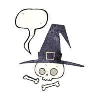 speech bubble textured cartoon witch hat with skull png