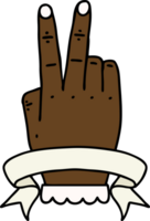 gesto de mano de victoria v con ilustración de banner png