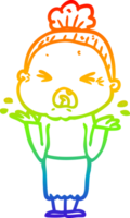 regenbooggradiënt lijntekening cartoon boze oude vrouw png