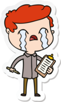 sticker of a cartoon salesman crying png