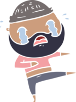 flat color style cartoon bearded dancer crying png