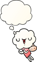 cute cartoon cloud head creature and thought bubble in smooth gradient style png