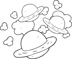 black and white cartoon planets png