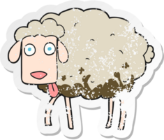 autocollant rétro en détresse d'un mouton boueux de dessin animé png