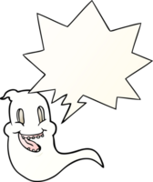 fantasma assustador de desenho animado e bolha de fala no estilo de gradiente suave png