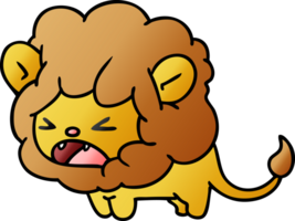 dessin animé dégradé de lion rugissant kawaii mignon png