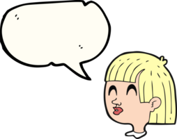 speech bubble cartoon female face png