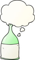 cartoon bottle and thought bubble in smooth gradient style png