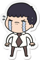 sticker of a cartoon man crying png