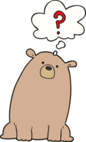 cartoon nieuwsgierige beer en gedachte bel png