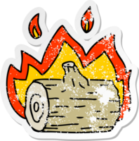 distressed sticker of a quirky hand drawn cartoon campfire png