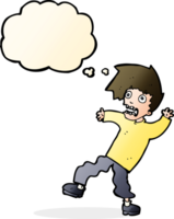 cartoon terrified man with thought bubble png