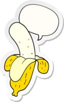 banana de desenho animado e adesivo de bolha de fala png