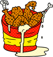 balde de doodle de desenho animado de frango frito png